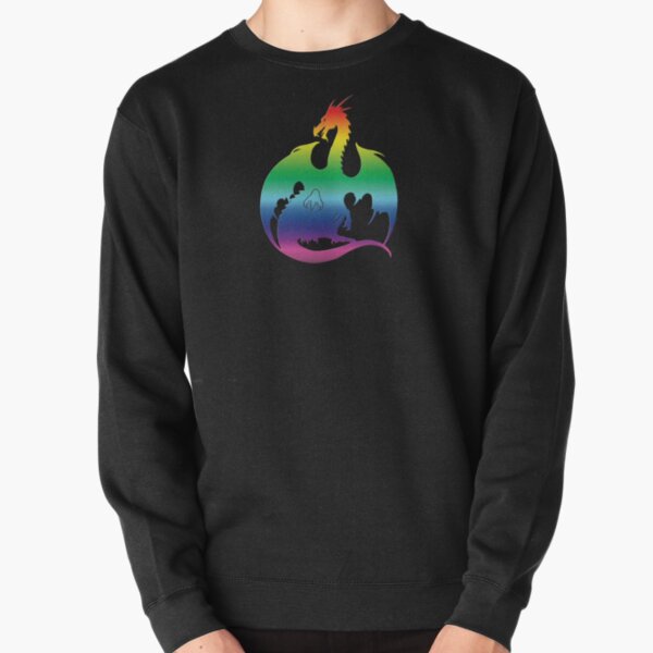 Rainbow Dragon Silhouette Pullover Sweatshirt