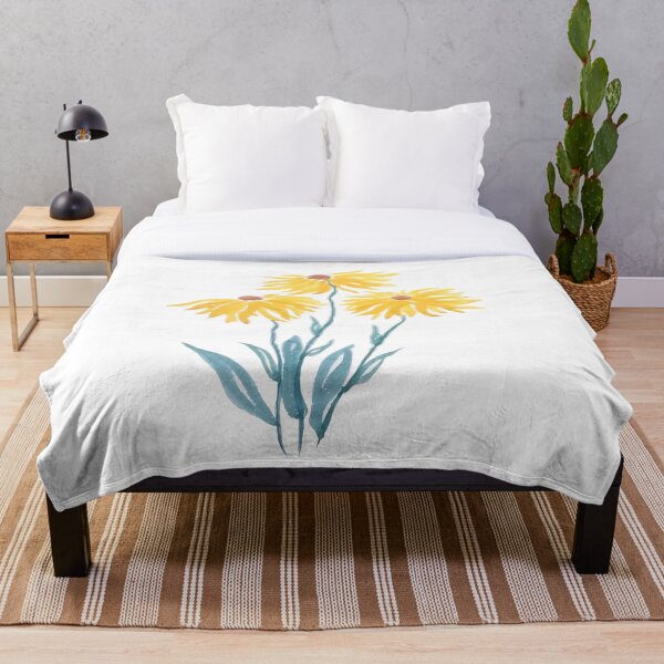Artikelvorschau, handgemalte aquarellmalerei mit drei abstrakten gelben blumen entworfen und verkauft von SelenePaintings .