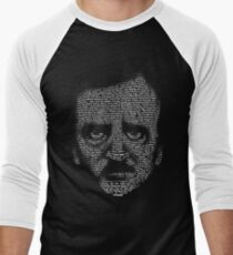Edgar Allan Poe Nevermore Text Portrait Men's Baseball ¾ T-Shirt