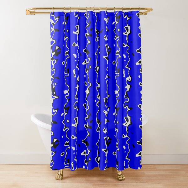 Irregular lines, blue background,spots Shower Curtain