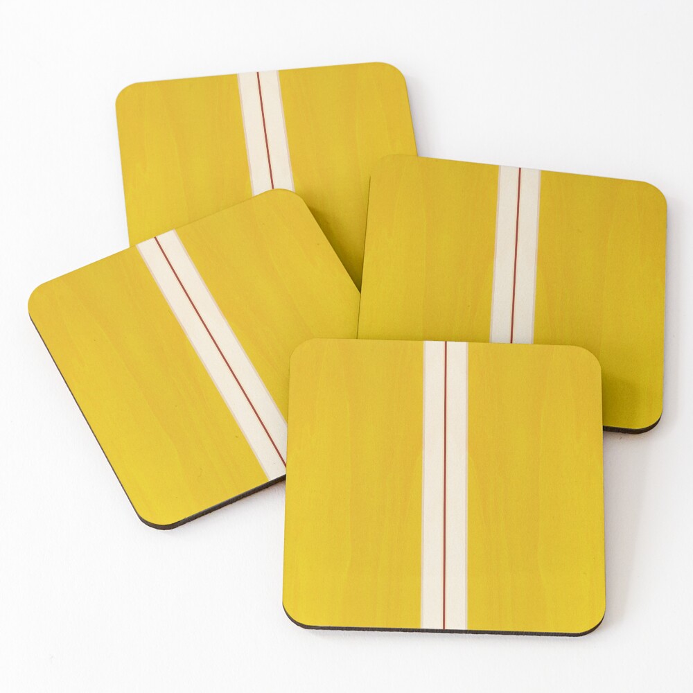 Yellow Vintage Surfboard Coasters (Set of 4)