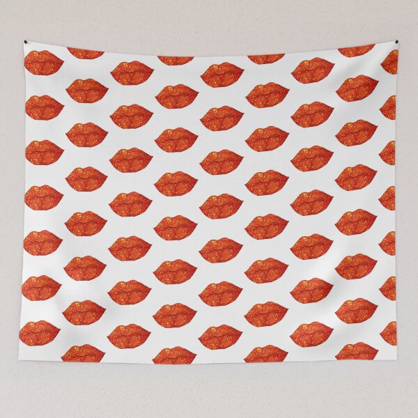 Item preview, Red glitter sensual lips illustration. designed and sold by NataPrando.