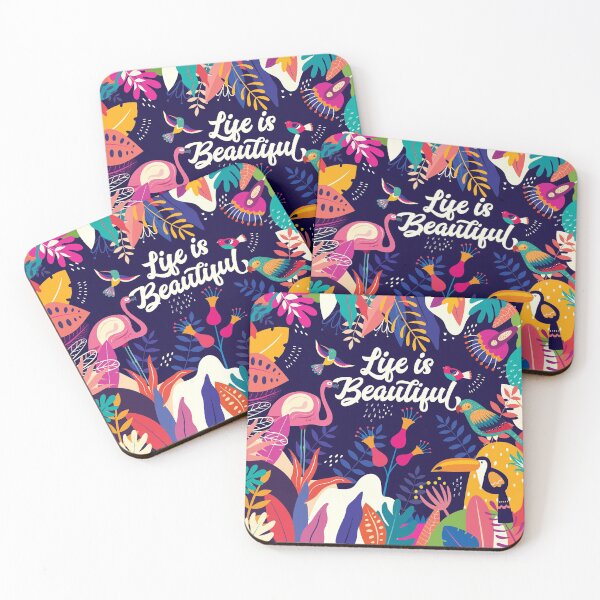 Artikelvorschau, Das Leben ist schön tropisches Blumenmuster Pink Flamings Birds entworfen und verkauft von AugustDesign.