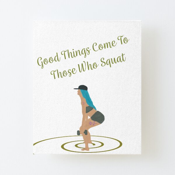 Female Fitness Art, Squat Exercise Art Canvas Mounted Print