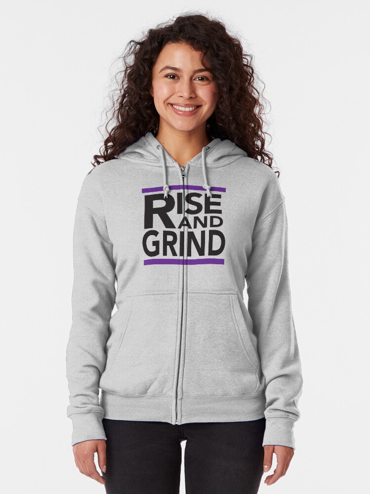 Alternate view of Rise and Grind - RUN DMC - Purple Zipped Hoodie