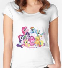 My Little Pony Mane6 and Logo Women's Fitted Scoop T-Shirt