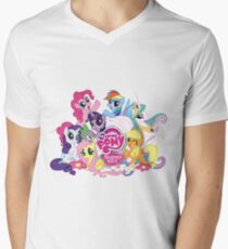 My Little Pony Mane6 and Logo Men's V-Neck T-Shirt