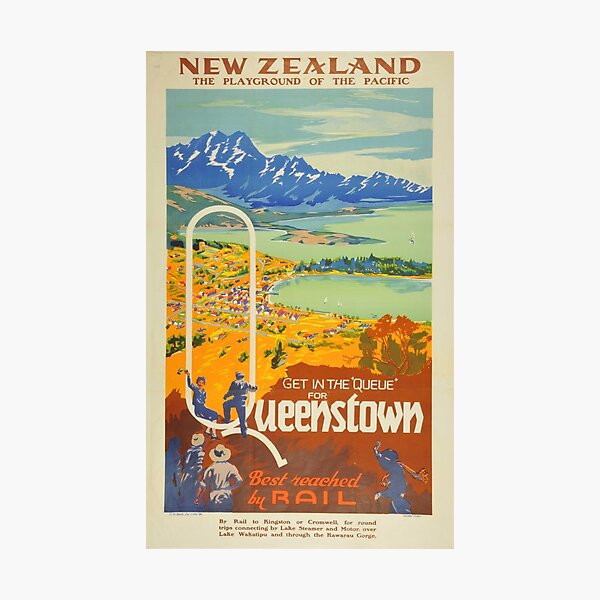 Vintage Queenstown New Zealand Travel Photographic Print