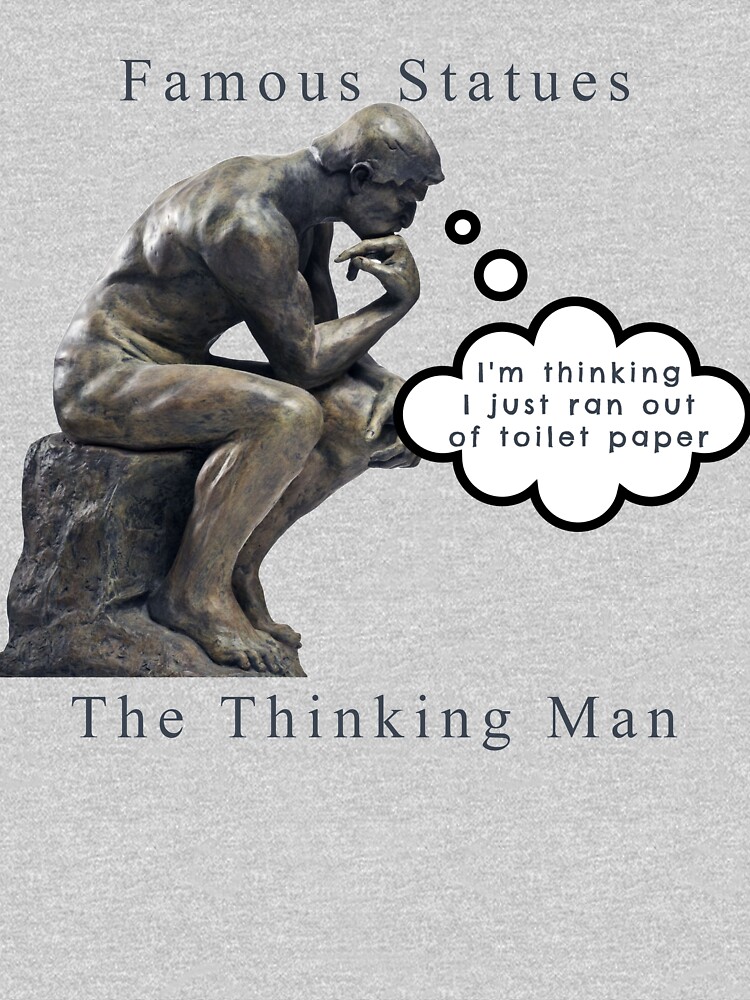 "Funny thinking man statue Tshirt" Pullover Sweatshirt by Cheenie