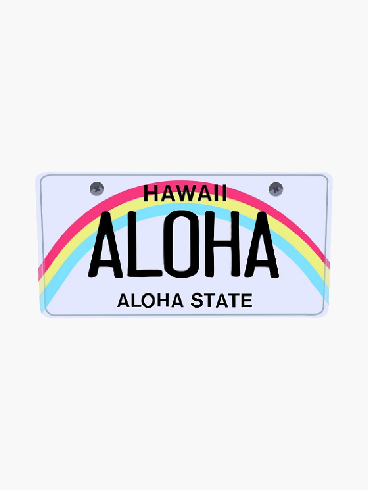 aloha” Hawaii license plate 