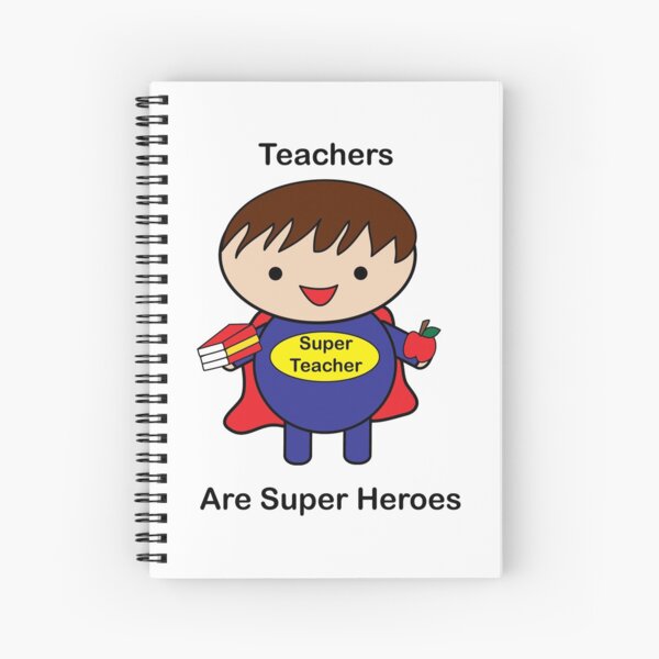 Teacher Male Super Hero Kawaii Spiral Notebook