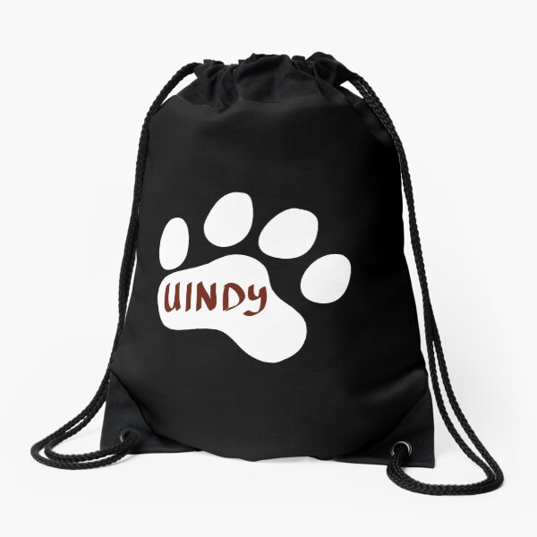 White University of Indianapolis Paw Print Drawstring Bag