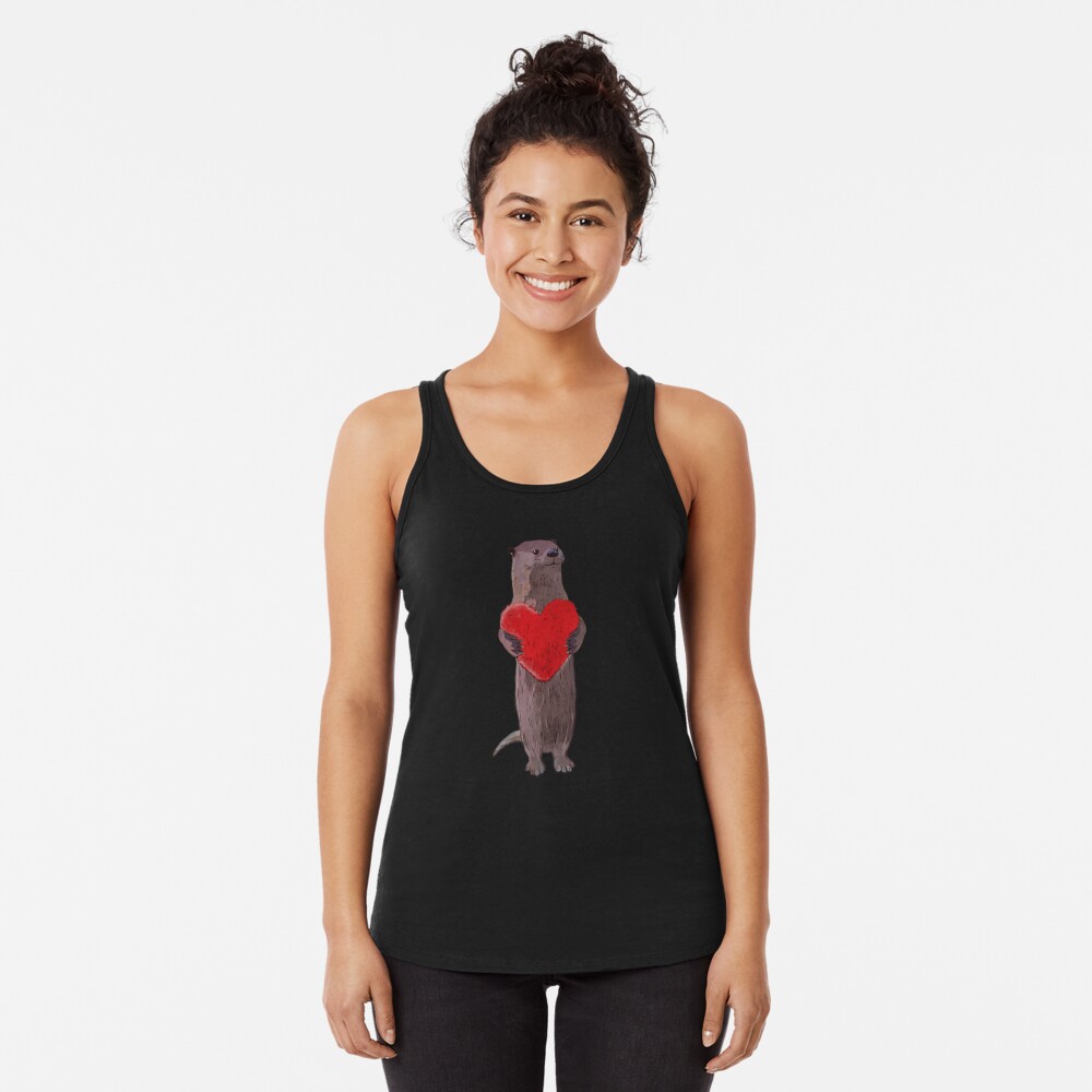 Otter and love, sweet red heart Leggings for Sale by Collagedream