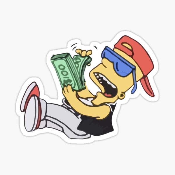 Hype Money Bart Simson Sticker for Sale by SeshStyle