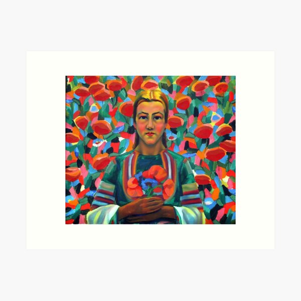 Aperçu de l'œuvre Vladimir Dimitrov Maistora (le maître) - Femme aux fleurs de pavot créée et vendue par clon-dot-net.