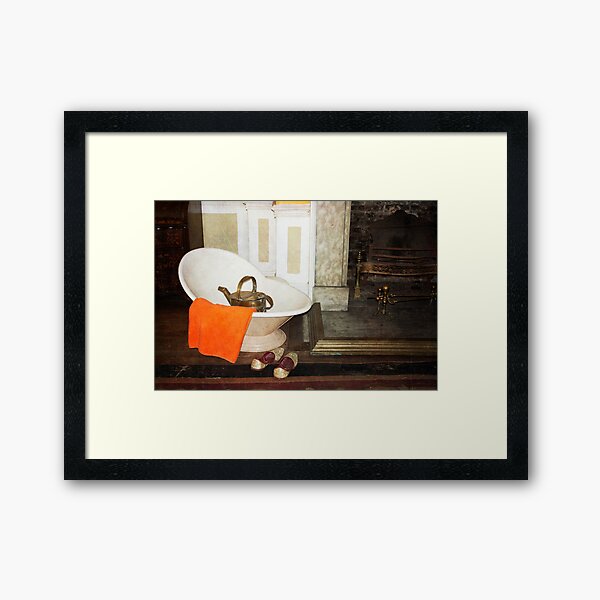 Take a bath by the fire Framed Art Print