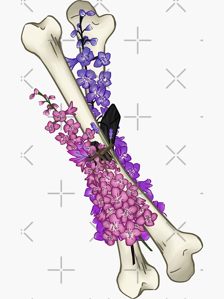 "Bones with flowers" Sticker for Sale by Hannanas0o Redbubble