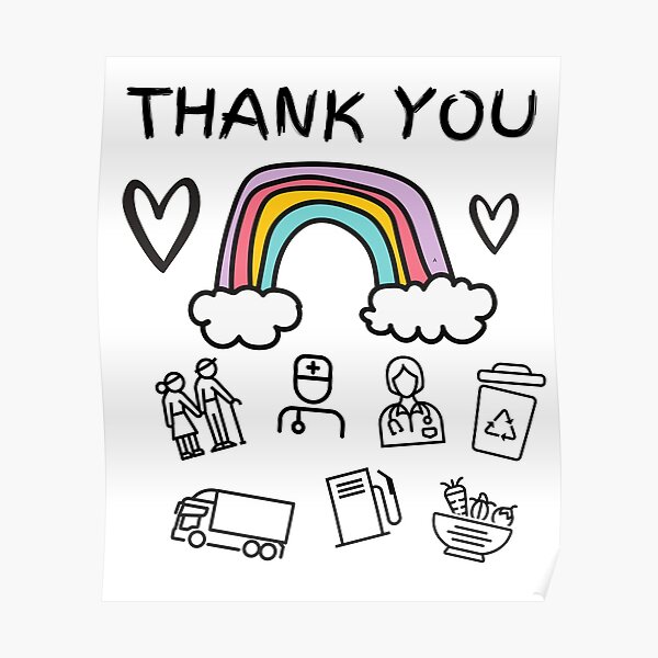 THANK YOU NHS POSTER UNICORN KEY WORKERS PRINTED OUTDOOR POSTER