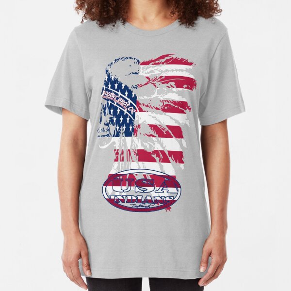 usa indian flag logo by rogers bros Slim Fit T-Shirt