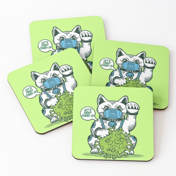 Item preview, lucky cat says: Let's fight covid 19;) designed and sold by chahdoud.