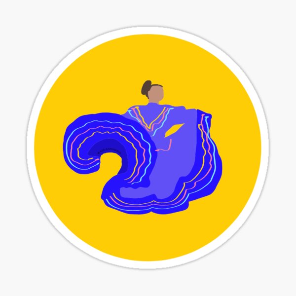 Ballet Folklorico Dancer Gold Background Sticker Sticker