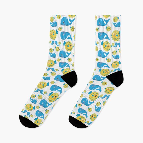Item preview, Whale & Blowfish Cartoon Baby Pattern designed and sold by SarahTeskk.