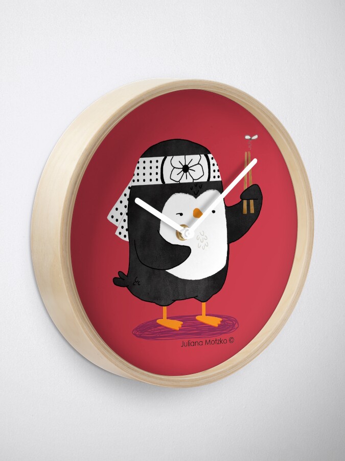 Alternate view of Karate Penguin Clock