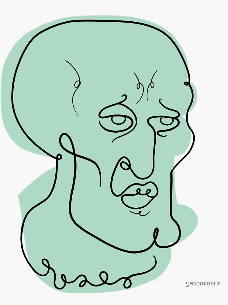 "Line drawn handsome Squidward" Sticker by yaseminarin