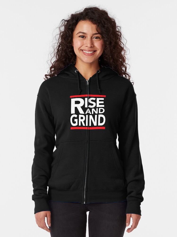 Alternate view of Rise and Grind - RUN DMC - Red Zipped Hoodie