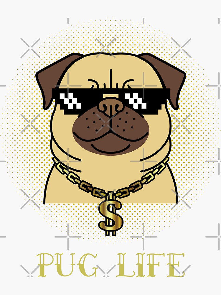 Cool Pug With Gold Chain And Sunglasses' Sticker