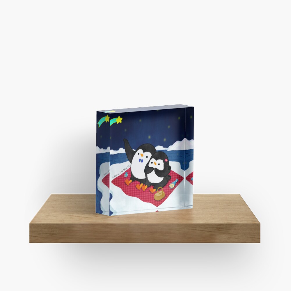A Penguin Romantic Picnic Acrylic Block