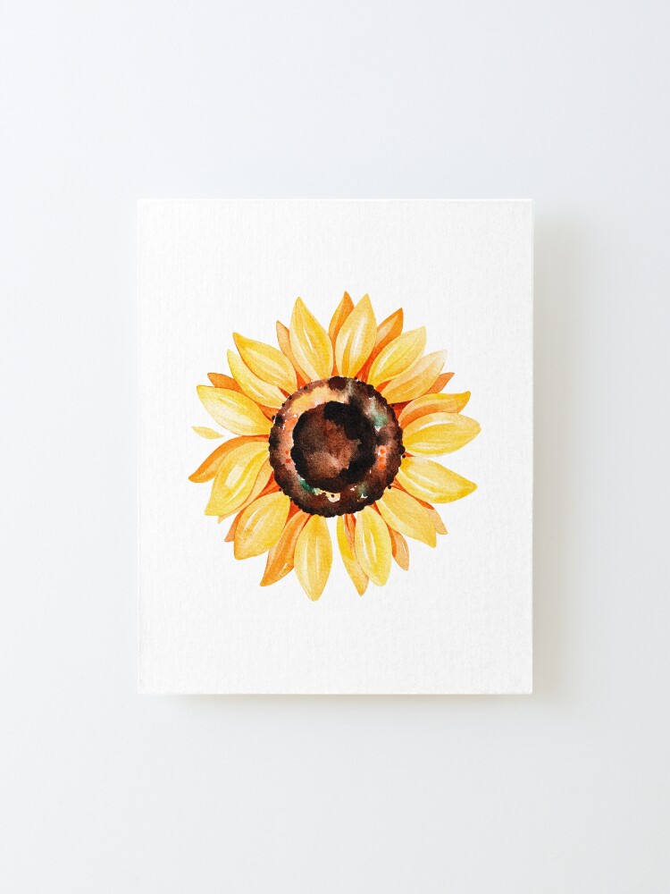Alternate view of Watercolor sunflower, hand painted yellow flower Mounted Print