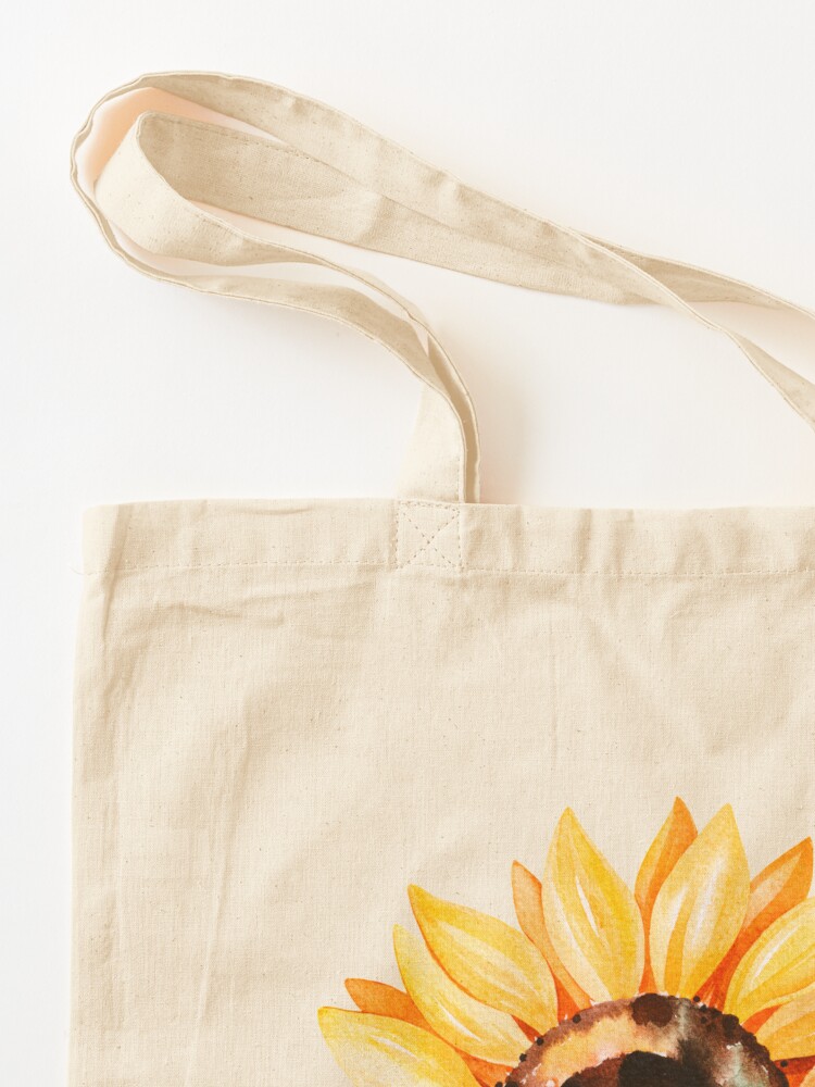 Watercolor sunflower, hand painted yellow flower | Tote Bag