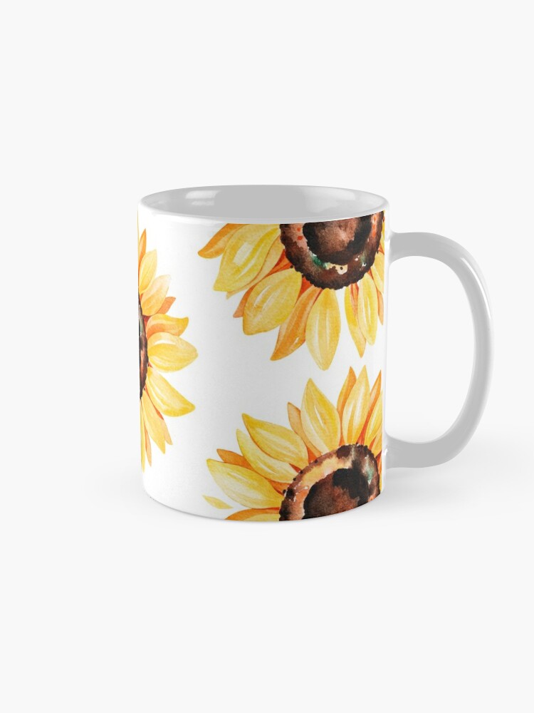 Alternate view of Watercolor sunflower, hand painted yellow flower Coffee Mug