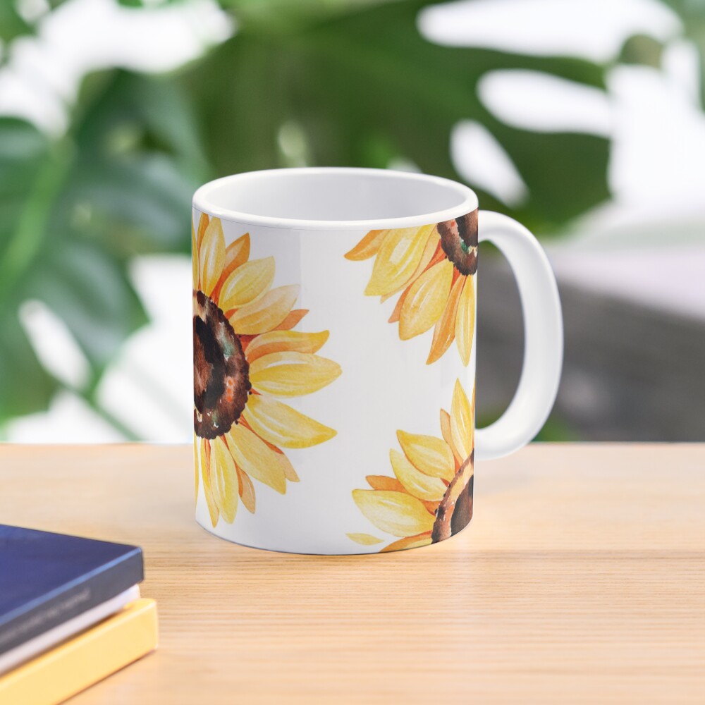 Watercolor sunflower, hand painted yellow flower Coffee Mug
