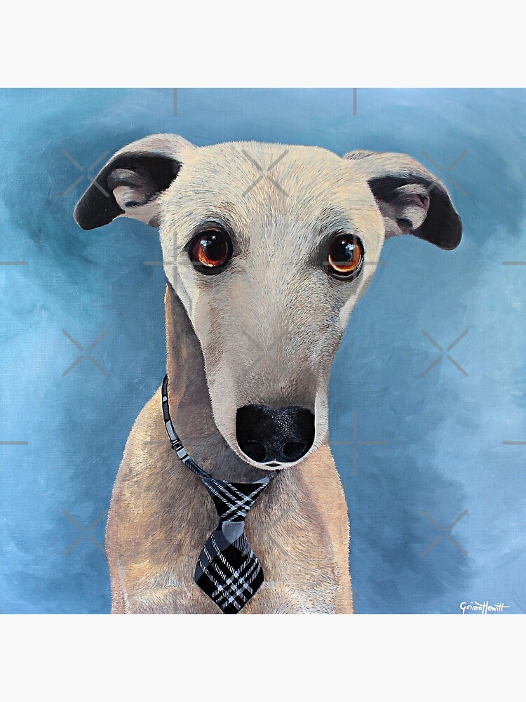 Artwork view, Devo the Whippet designed and sold by Nicole Grimm-Hewitt