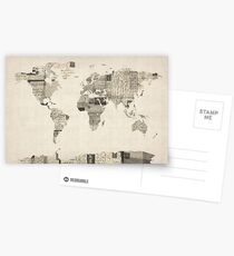 Map of the World Map from Old Postcards Postcards