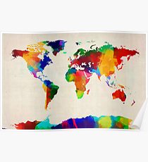 Map of the World Map Painting Poster