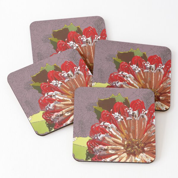 Item preview, Banksia coccinea Digital Drawing with pinkish-purple background. designed and sold by Leonie Mac Lean.