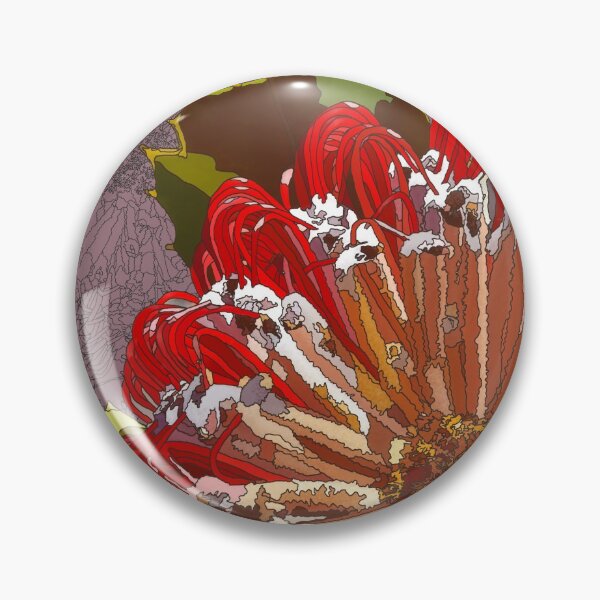Item preview, Banksia coccinea Digital Drawing with pinkish-purple background. designed and sold by Leonie Mac Lean.