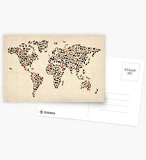 Cats Map of the World Map Postcards