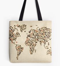 Cats Map of the World Map Tote Bag