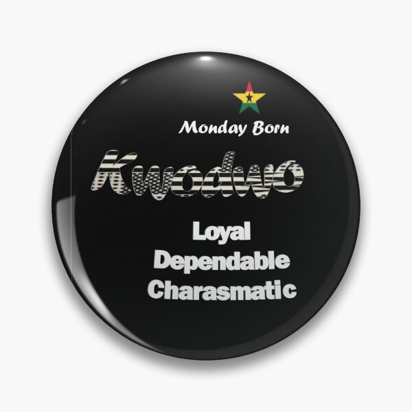 Item preview, Monday Born Ghanaian Male Name 'Kwodwo' in black and white designed and sold by WhoWeAre.