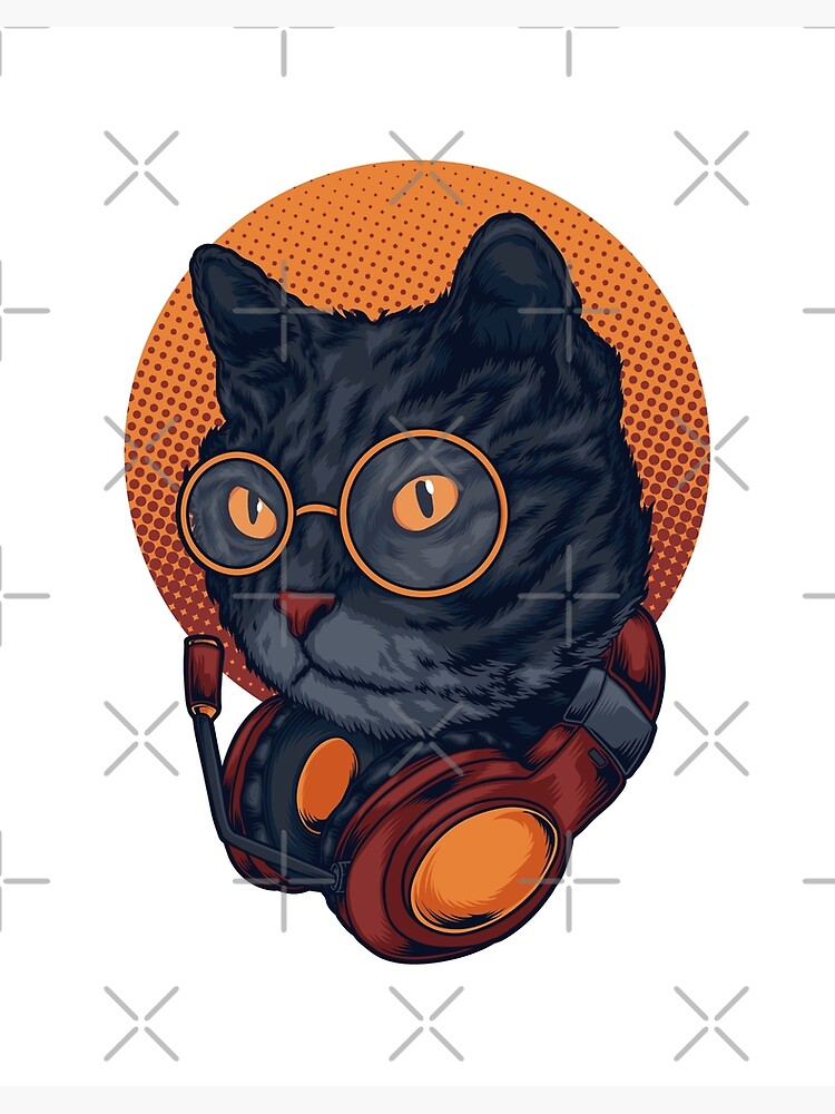 DJ Cat (Black) | Art Board Print