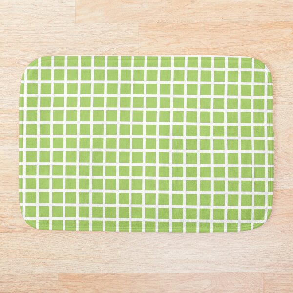 green and white grid checker pattern Bath Mat