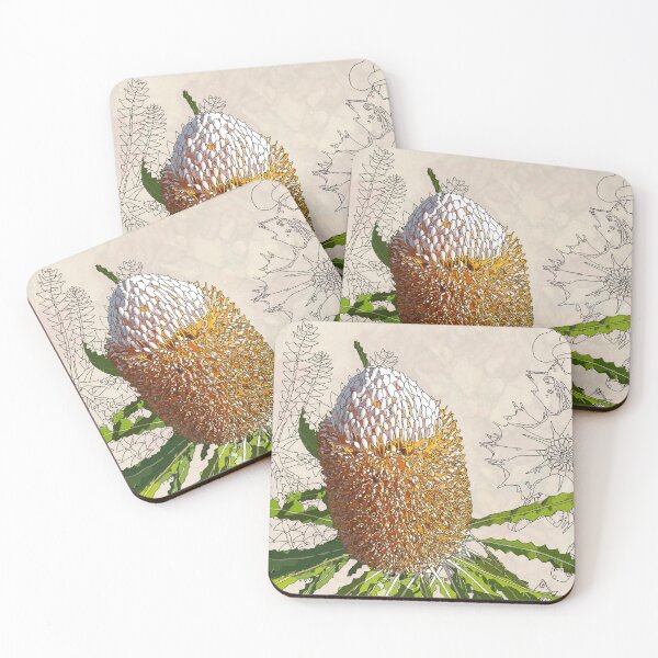 Item preview, Banksia prionotes digital drawing close up of West Australian Wildflower. designed and sold by Leonie Mac Lean.