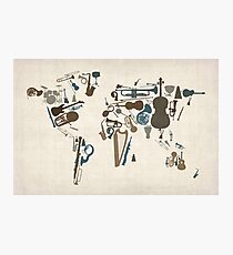 Musical Instruments Map of the World Photographic Print