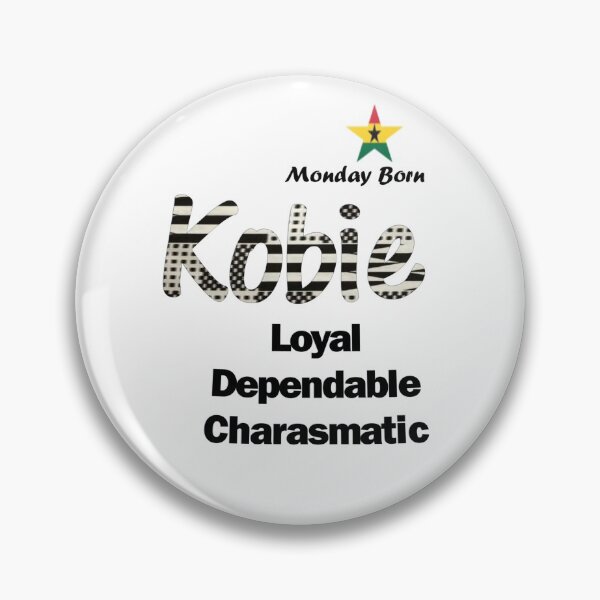 Item preview, Monday Born Ghanaian Male Name 'Kobie' in black and white designed and sold by WhoWeAre.