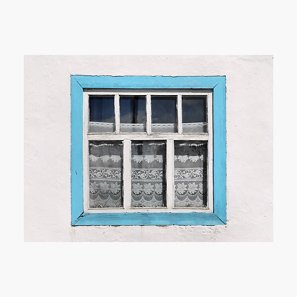 Karakul window - sellotape, tinsel and a lace curtain Photographic Print