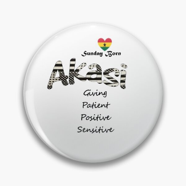 Item preview, Sunday Born Ghanaian Female Name 'Akasi' in black and white designed and sold by WhoWeAre.